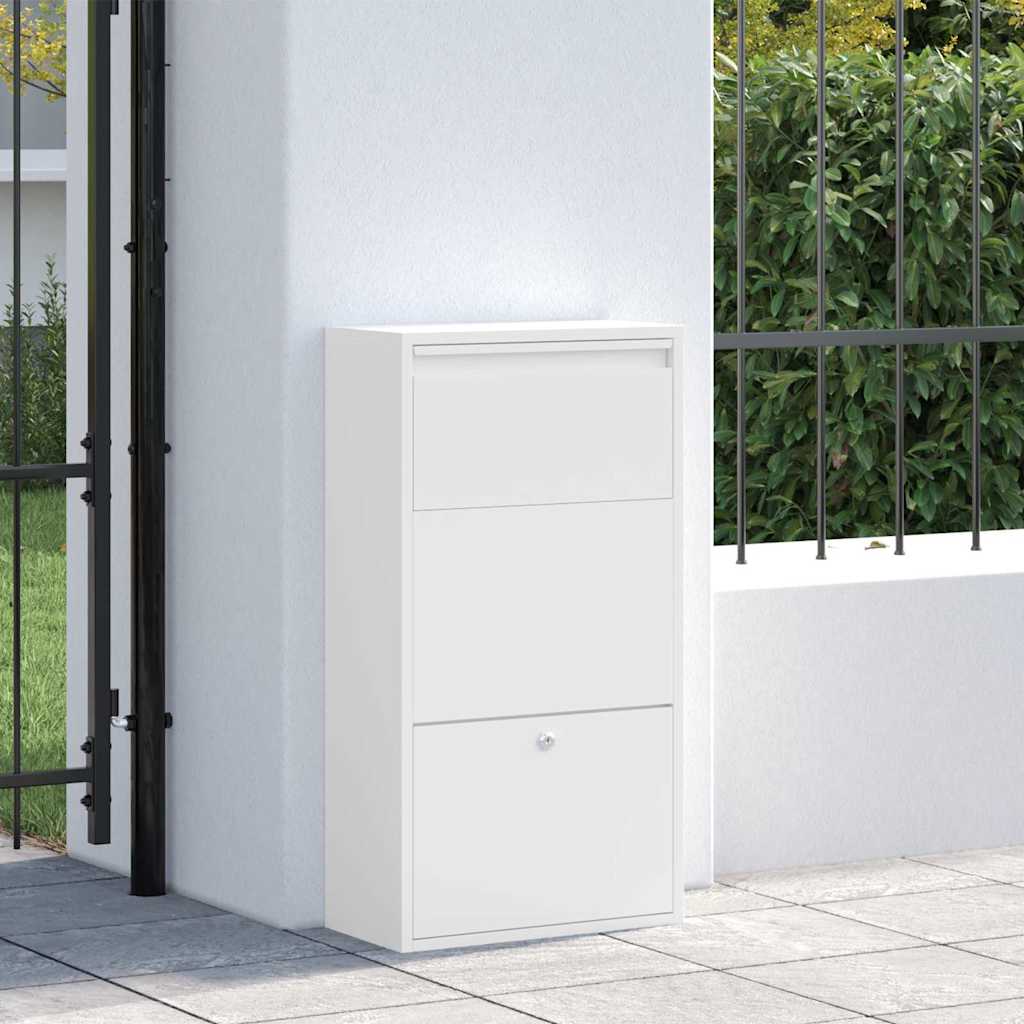 Boîte de dépôt de colis avec porte Blanc 44 x 22 x 82 cm Acier