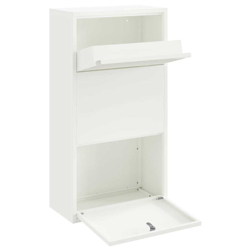 Boîte de dépôt de colis avec porte Blanc 44 x 22 x 82 cm Acier