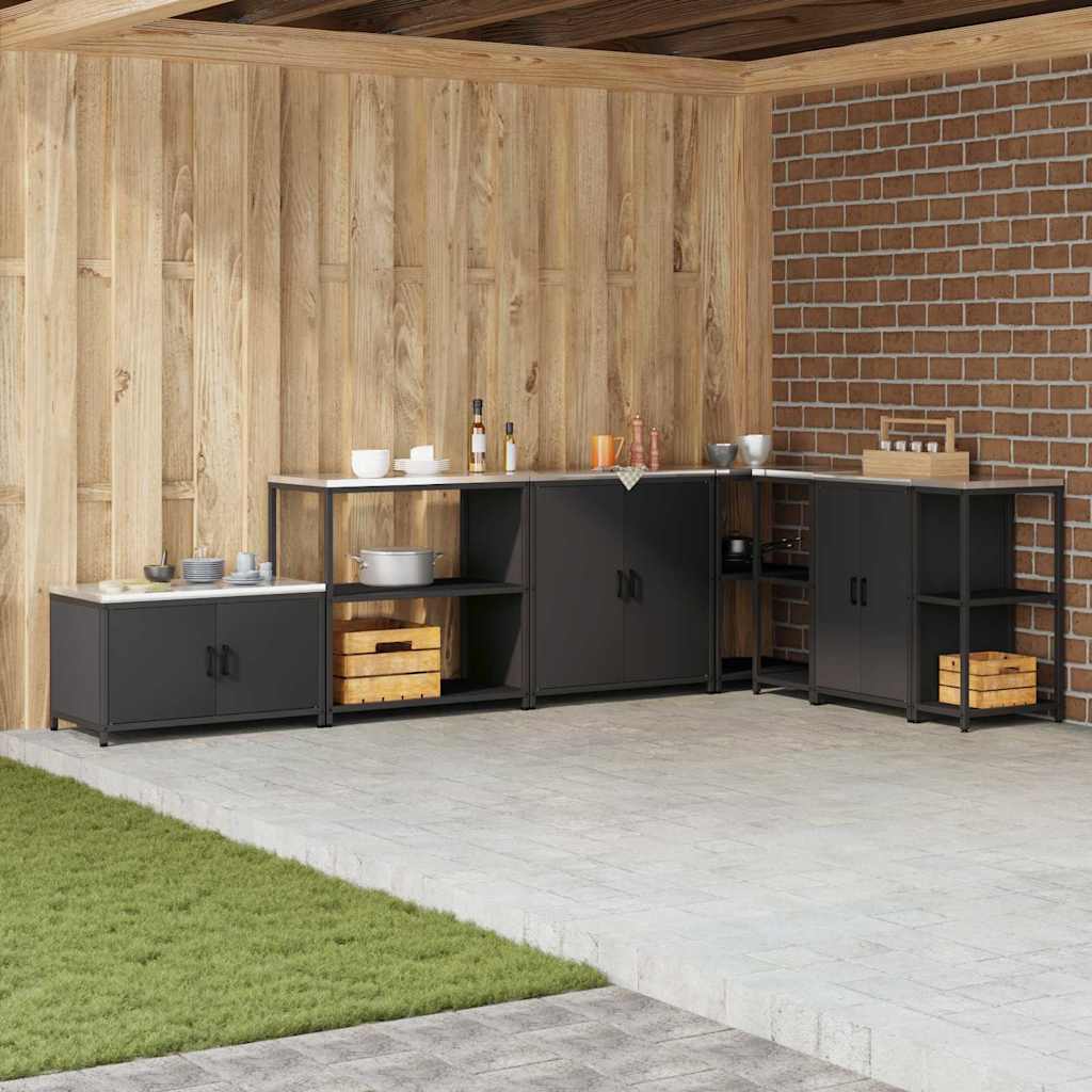 Étagère de rangement de cuisine avec étagère Noir Acier