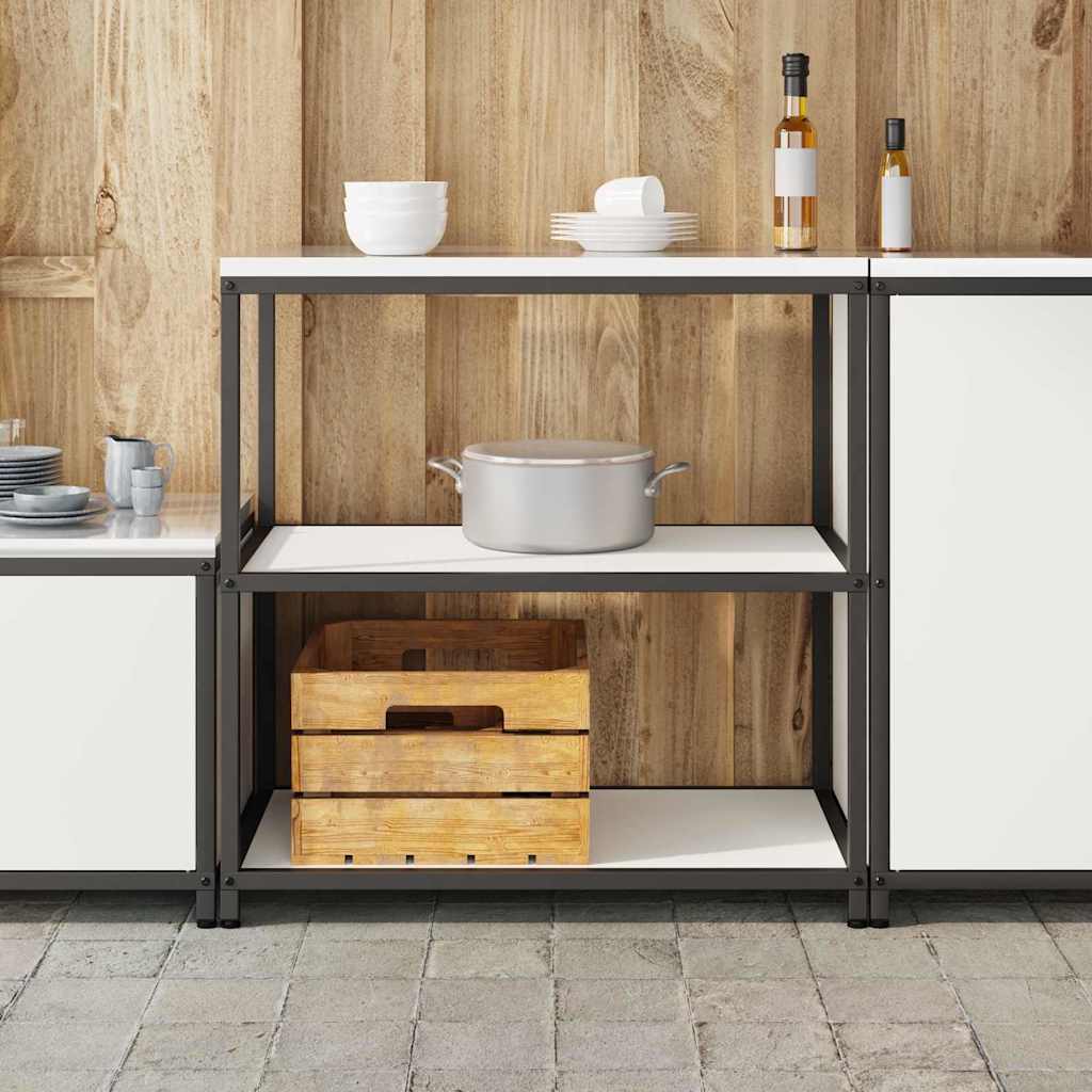 Étagère de rangement de cuisine avec étagère Blanc Acier