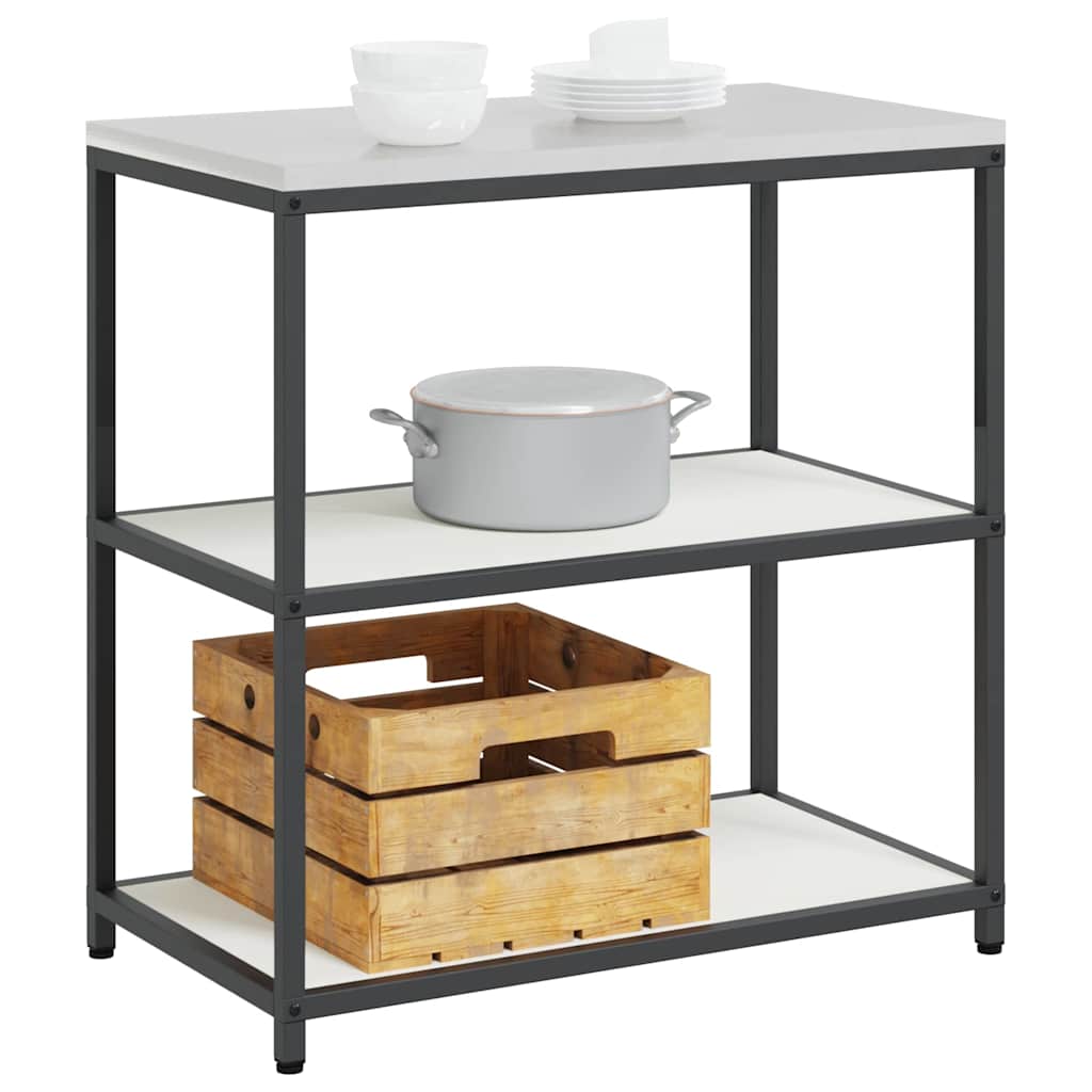 Étagère de rangement de cuisine avec étagère Blanc Acier