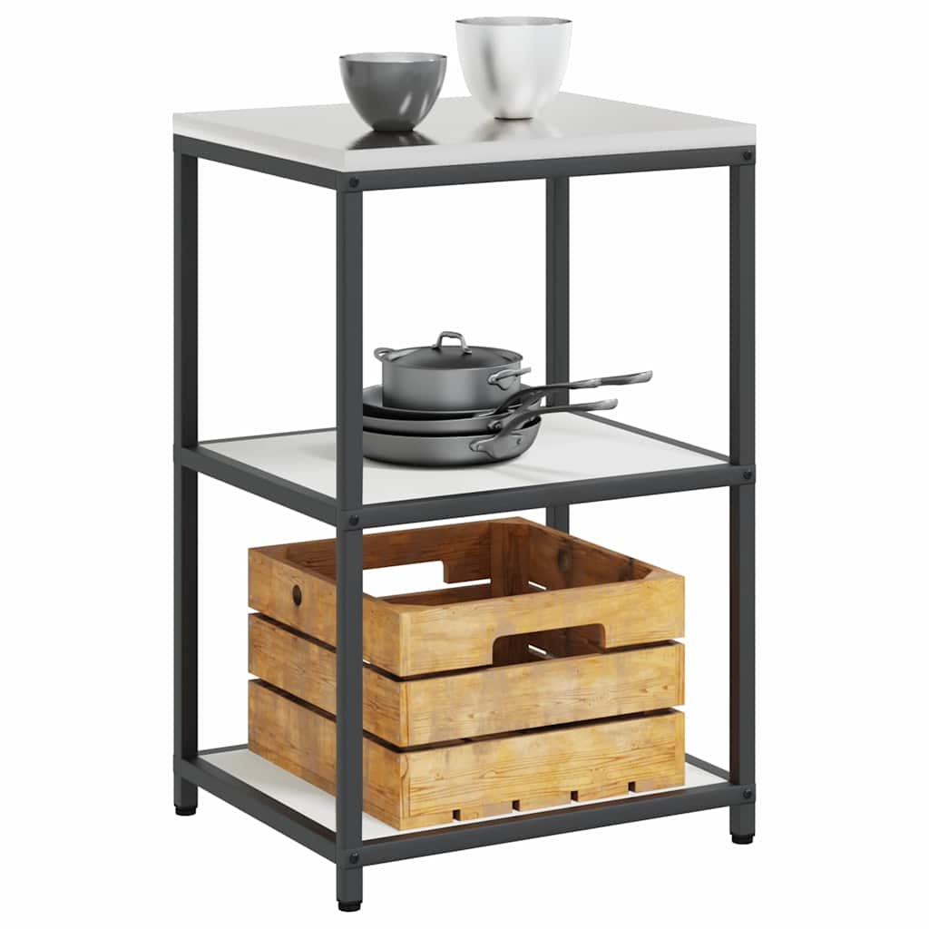 Étagère de rangement de cuisine avec étagère Blanc Acier