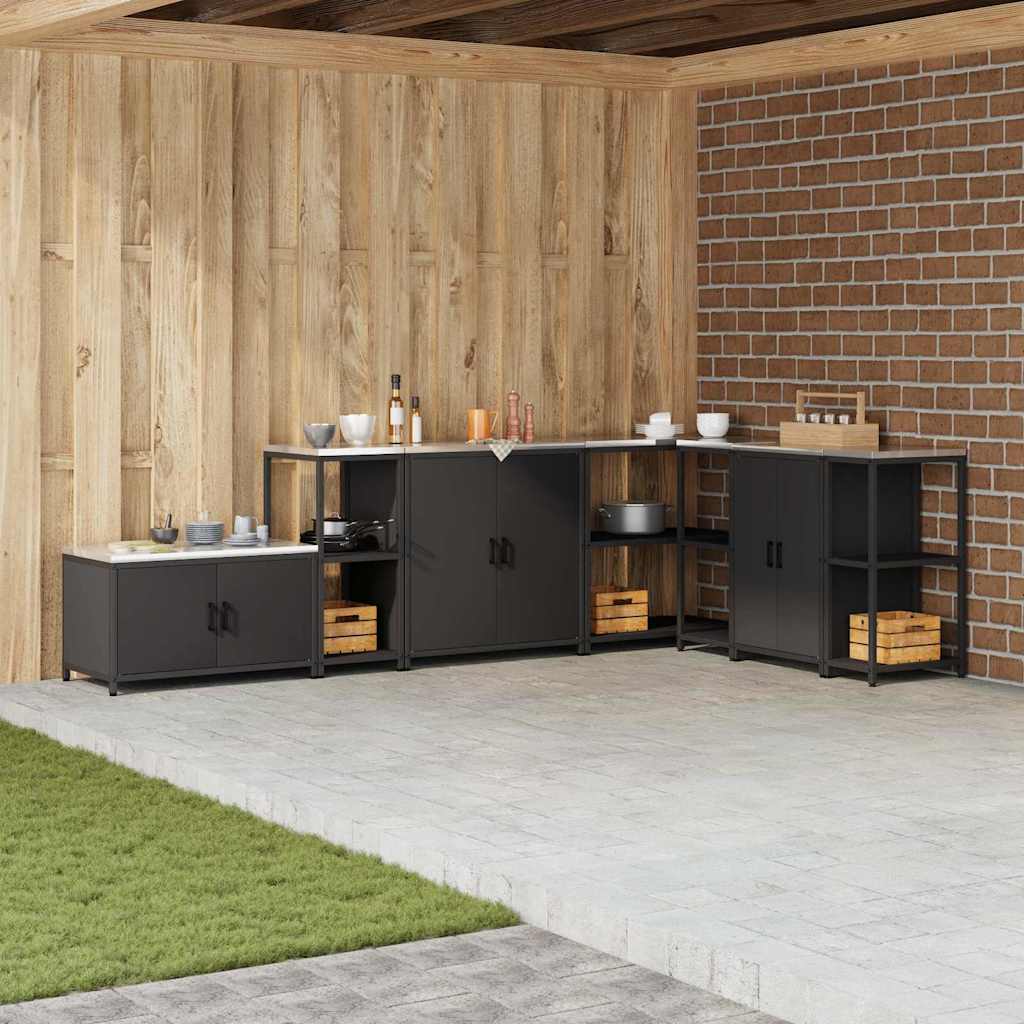 Étagère de rangement de cuisine avec étagère Noir Acier