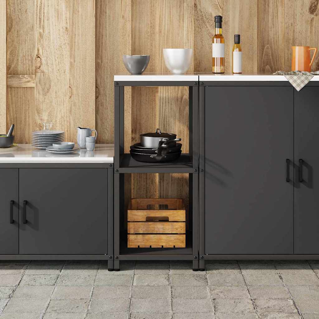 Étagère de rangement de cuisine avec étagère Noir Acier