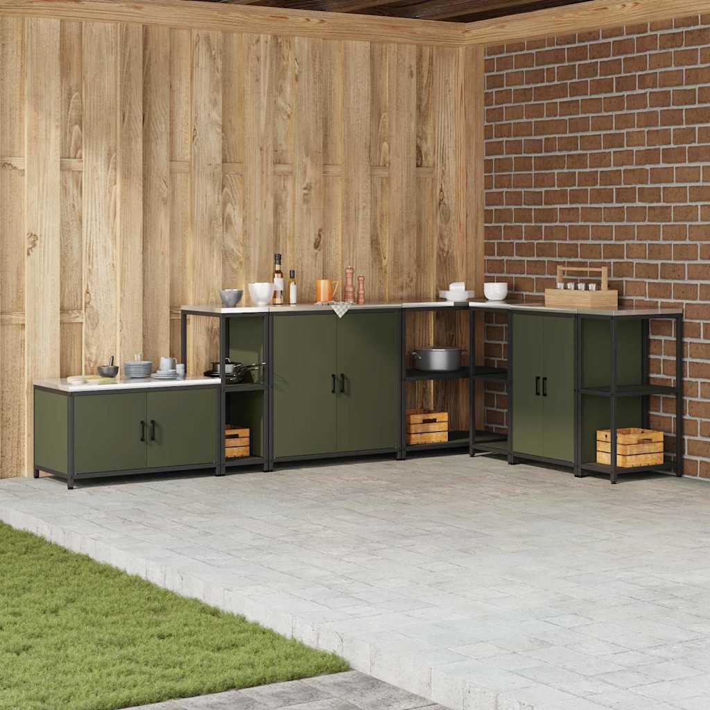 Étagère de rangement de cuisine avec étagère Vert olive Acier