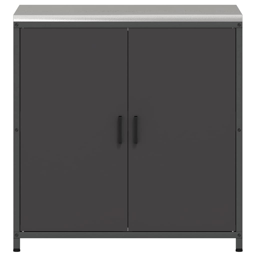 Meuble de rangement de cuisine avec étagère Noir Acier