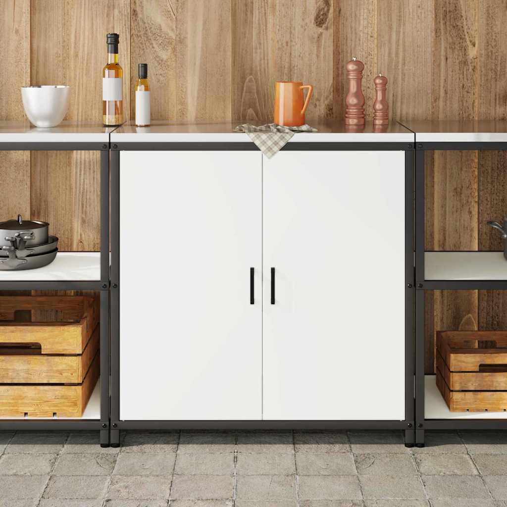Meuble de rangement de cuisine avec étagère Blanc Acier