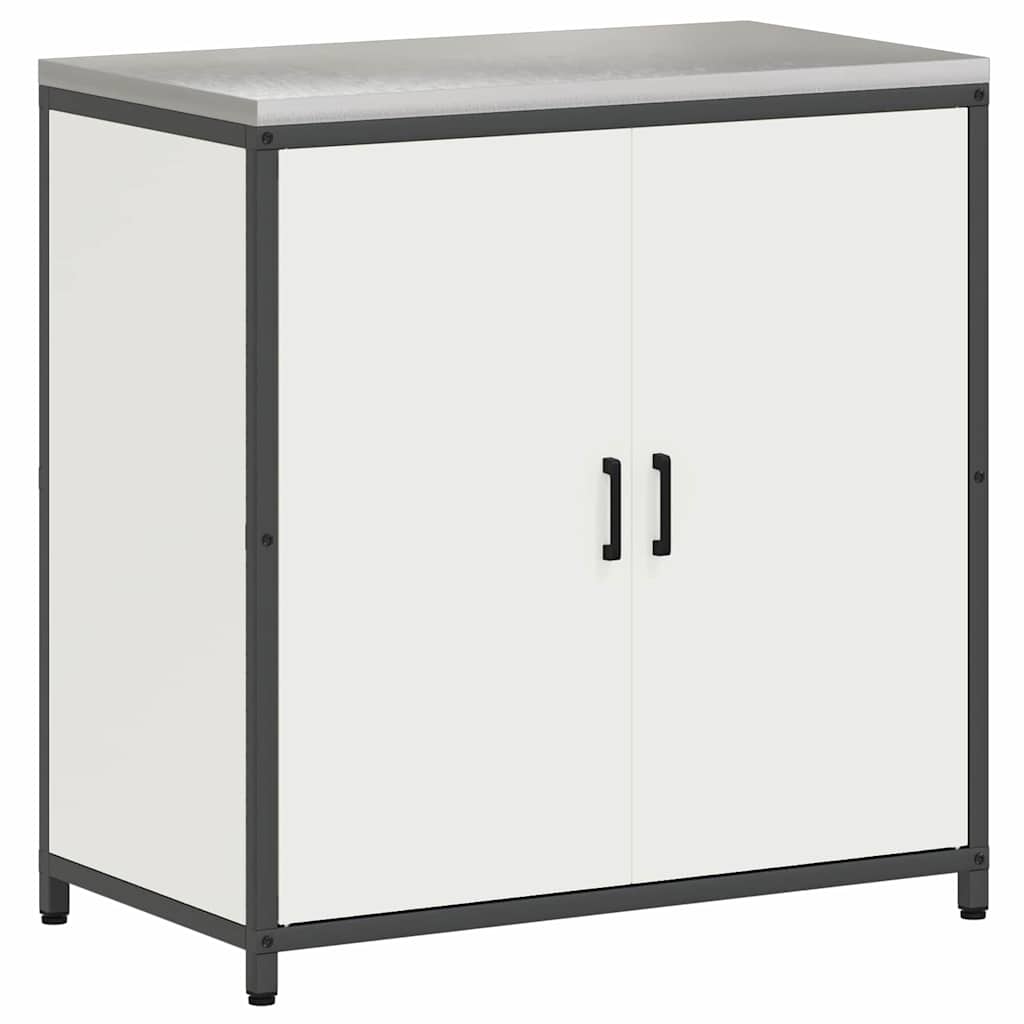 Meuble de rangement de cuisine avec étagère Blanc Acier