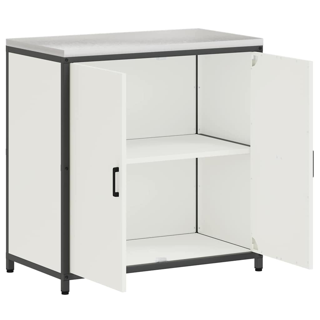Meuble de rangement de cuisine avec étagère Blanc Acier