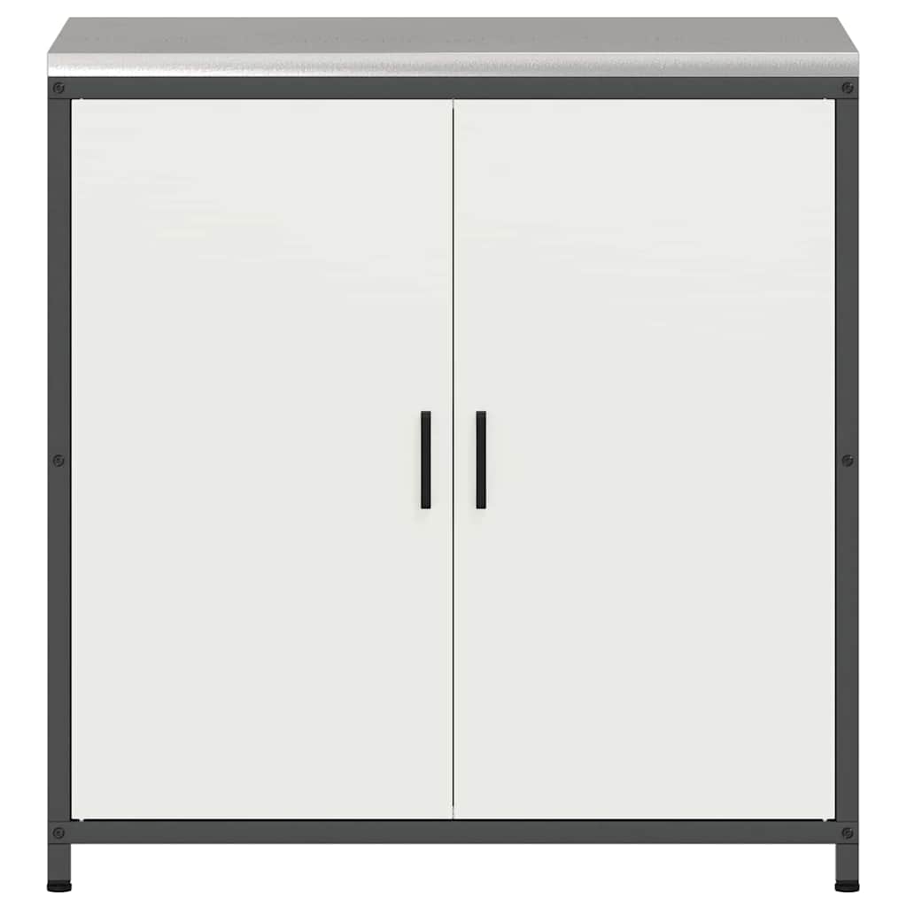 Meuble de rangement de cuisine avec étagère Blanc Acier