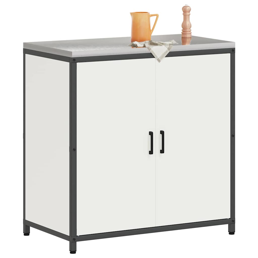 Meuble de rangement de cuisine avec étagère Blanc Acier