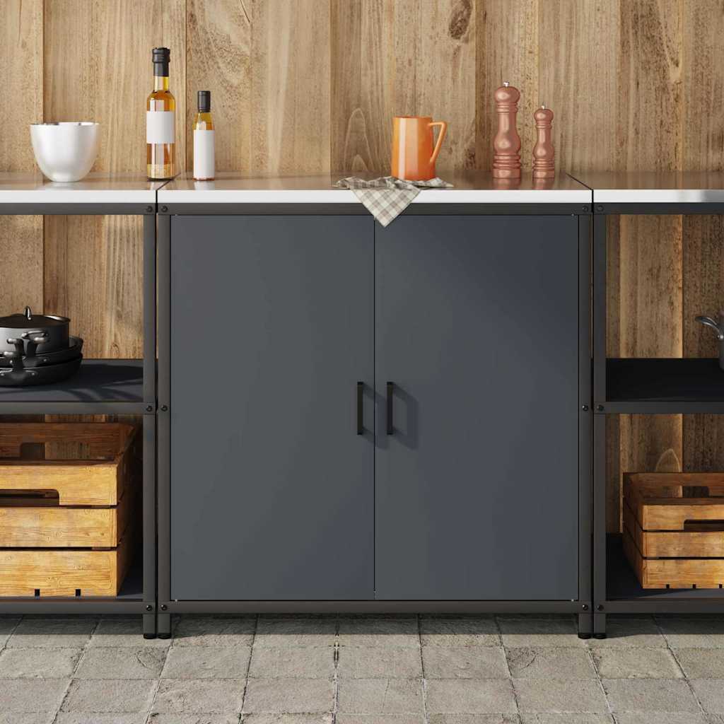 Meuble de rangement de cuisine avec étagère Anthracite Acier