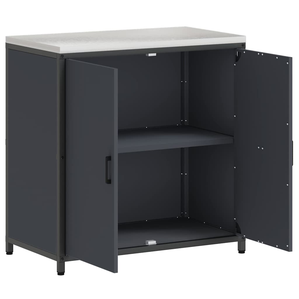 Meuble de rangement de cuisine avec étagère Anthracite Acier