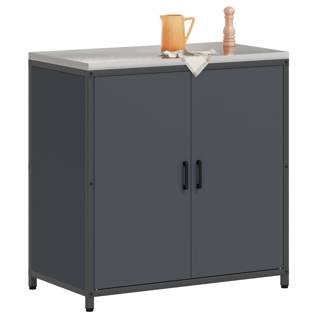 Meuble de rangement de cuisine avec étagère Anthracite Acier