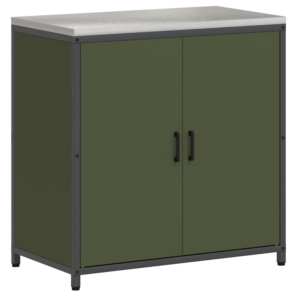 Meuble de rangement de cuisine avec étagère Vert olive Acier