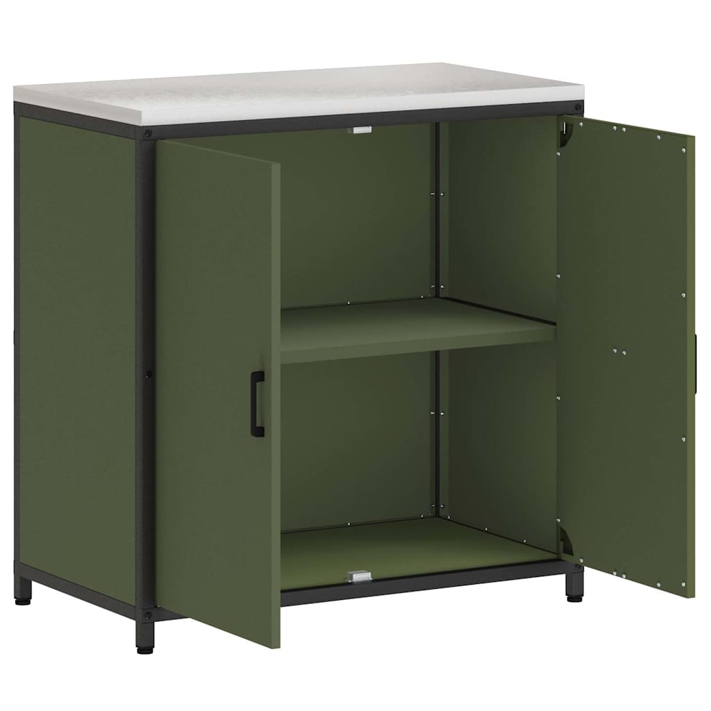 Meuble de rangement de cuisine avec étagère Vert olive Acier