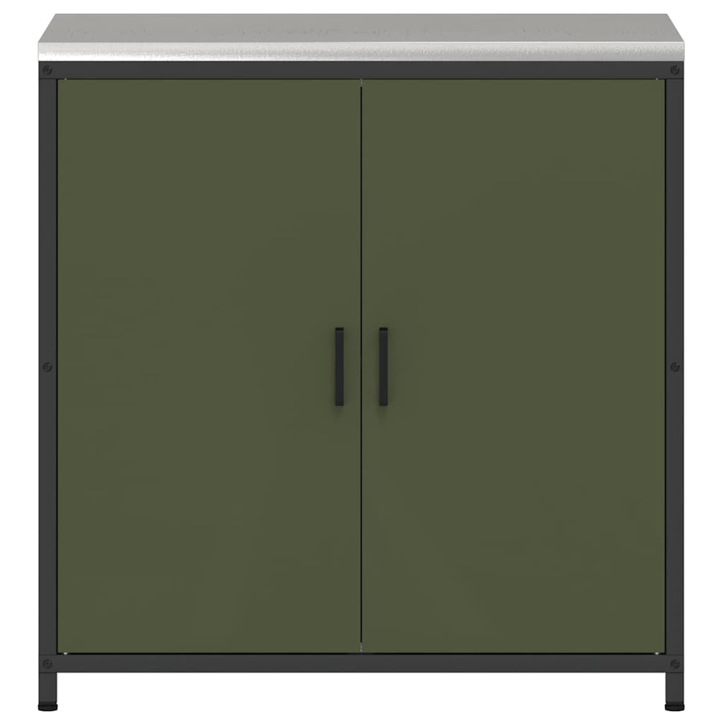 Meuble de rangement de cuisine avec étagère Vert olive Acier