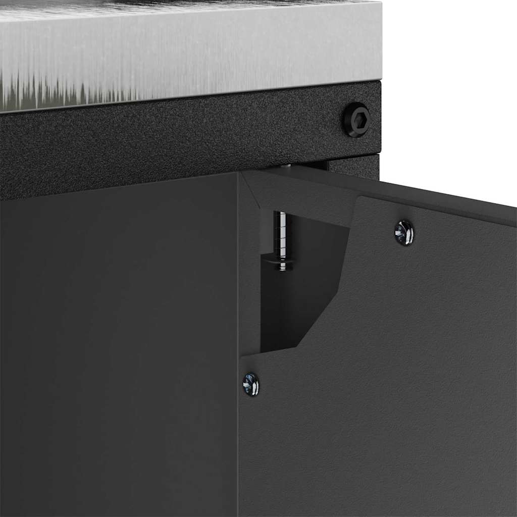 Meuble de rangement de cuisine avec étagère Noir Acier
