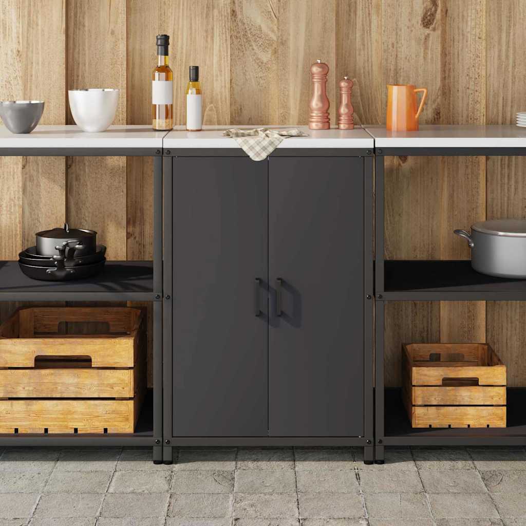 Meuble de rangement de cuisine avec étagère Noir Acier