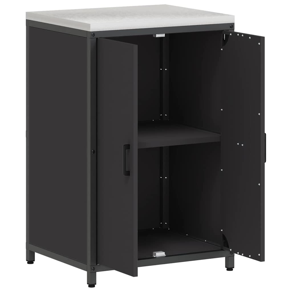 Meuble de rangement de cuisine avec étagère Noir Acier