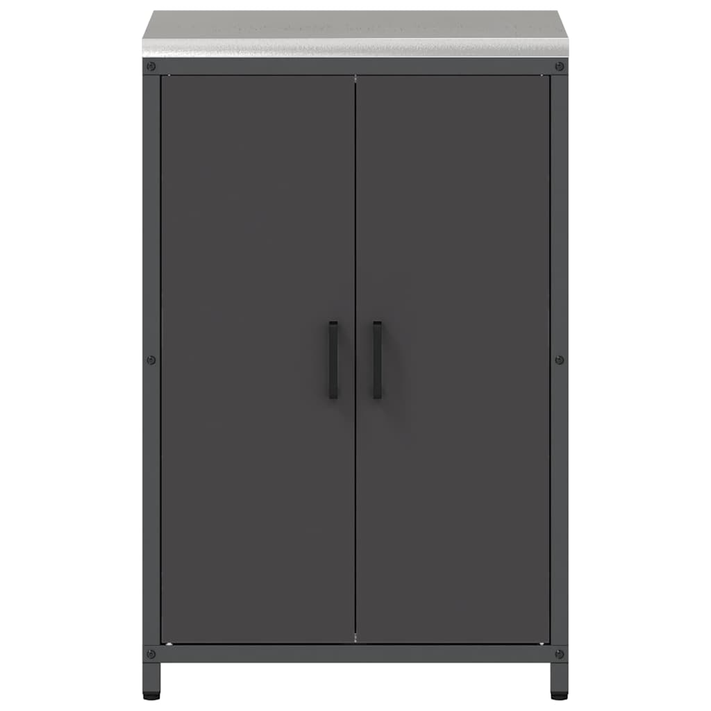 Meuble de rangement de cuisine avec étagère Noir Acier