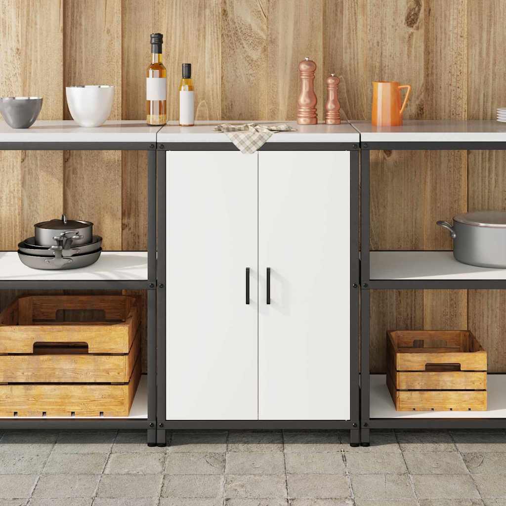 Meuble de rangement de cuisine avec étagère Blanc Acier