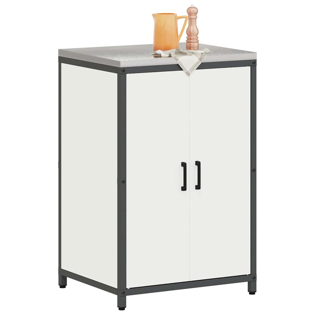 Meuble de rangement de cuisine avec étagère Blanc Acier