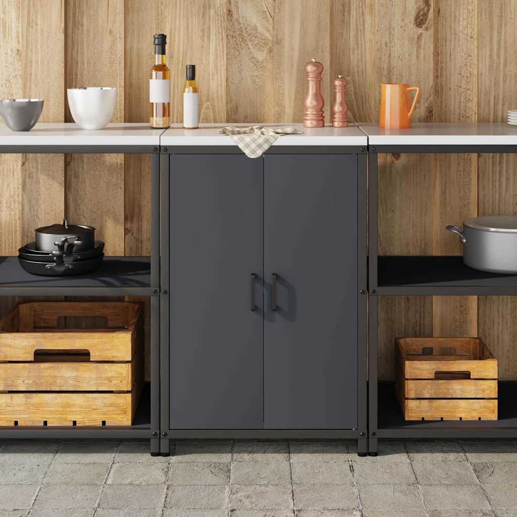 Meuble de rangement de cuisine avec étagère Anthracite Acier