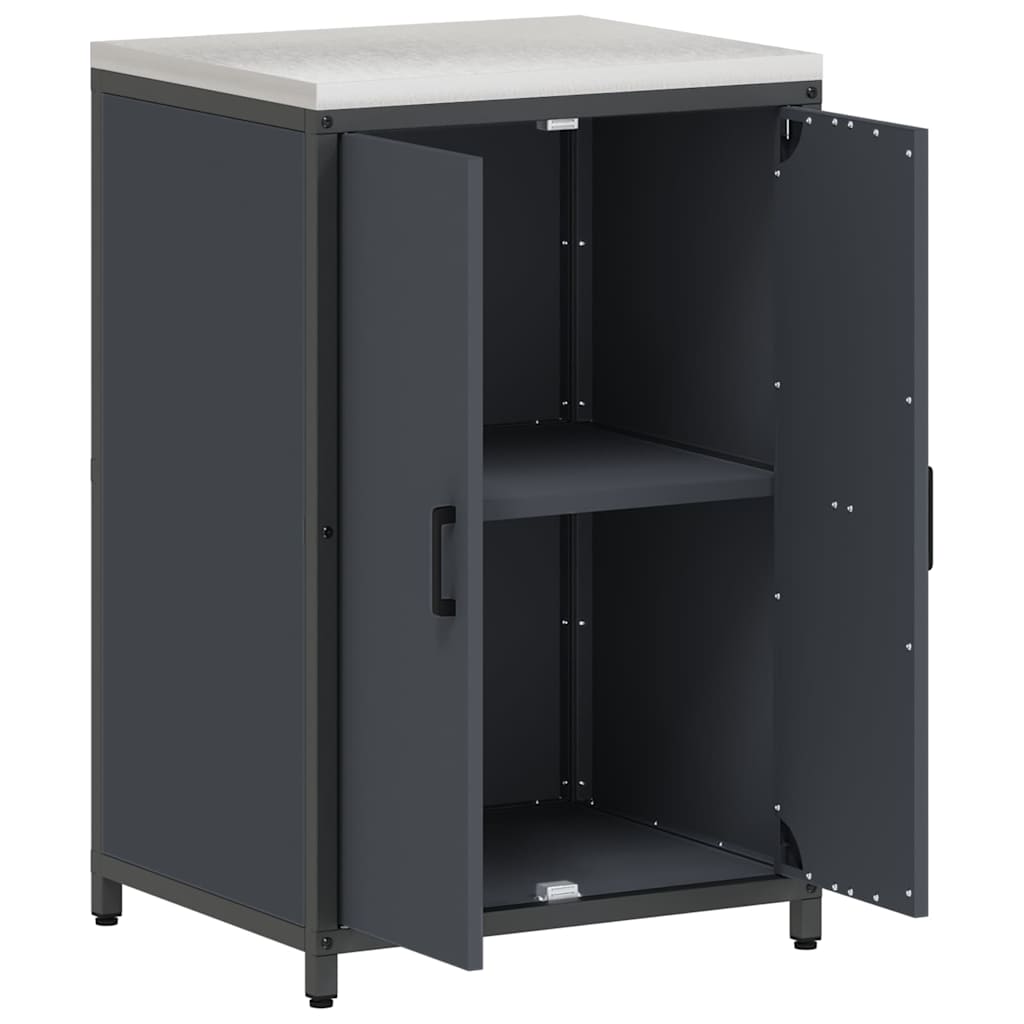 Meuble de rangement de cuisine avec étagère Anthracite Acier