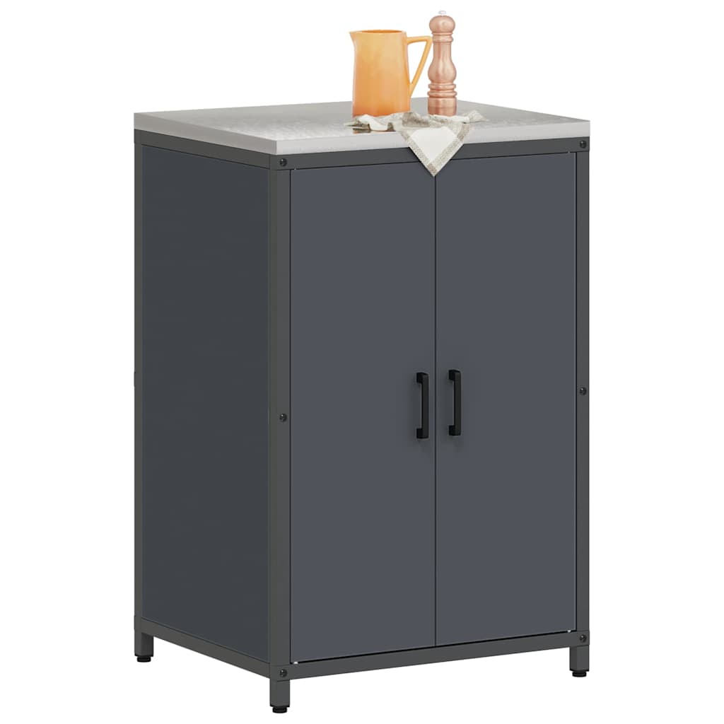 Meuble de rangement de cuisine avec étagère Anthracite Acier