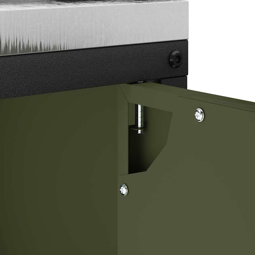Meuble de rangement de cuisine avec étagère Vert olive Acier