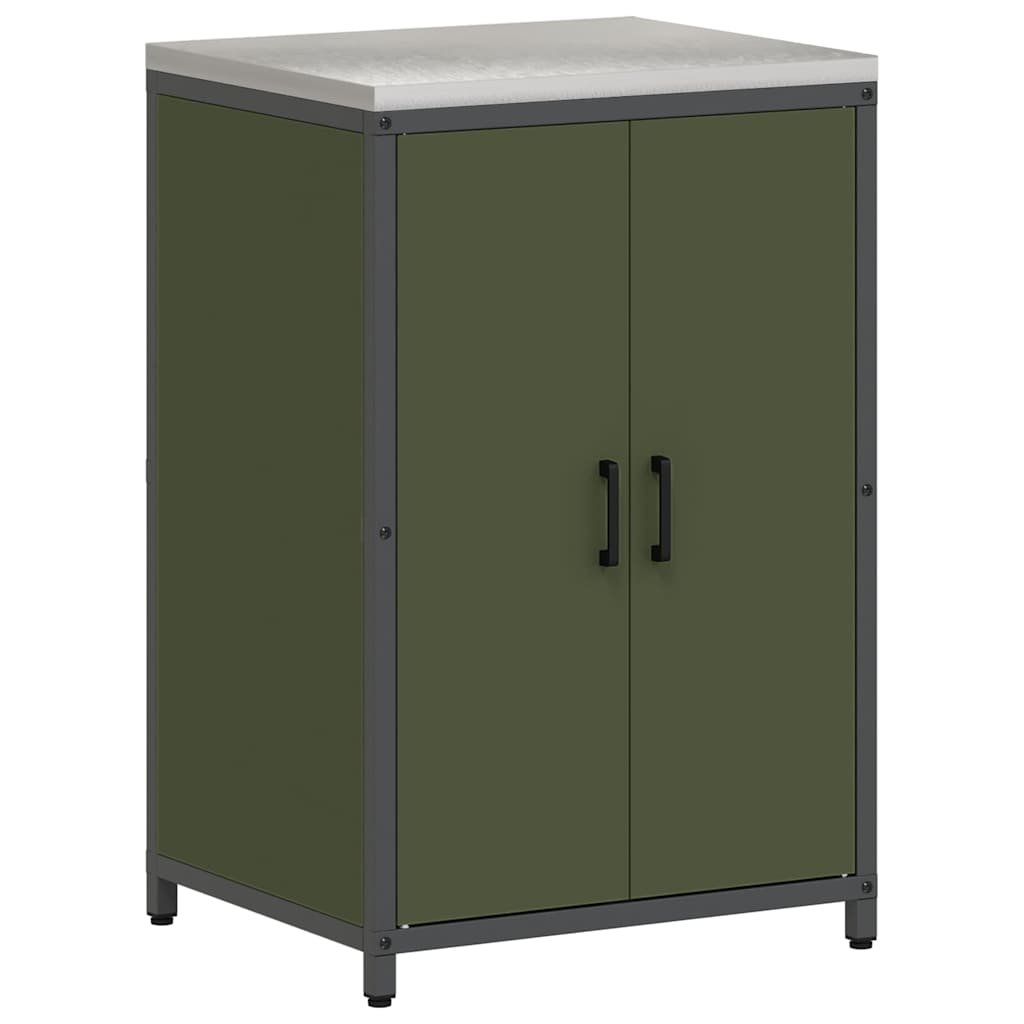Meuble de rangement de cuisine avec étagère Vert olive Acier