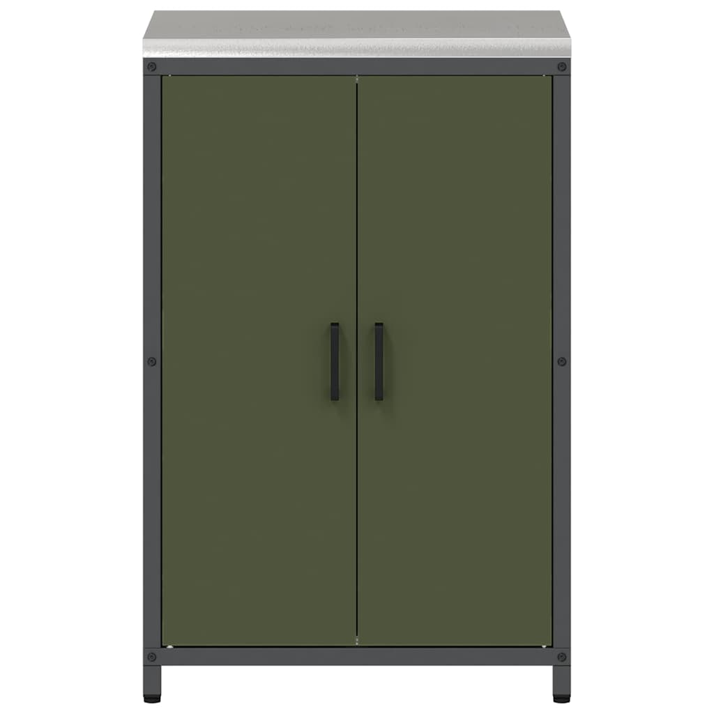 Meuble de rangement de cuisine avec étagère Vert olive Acier