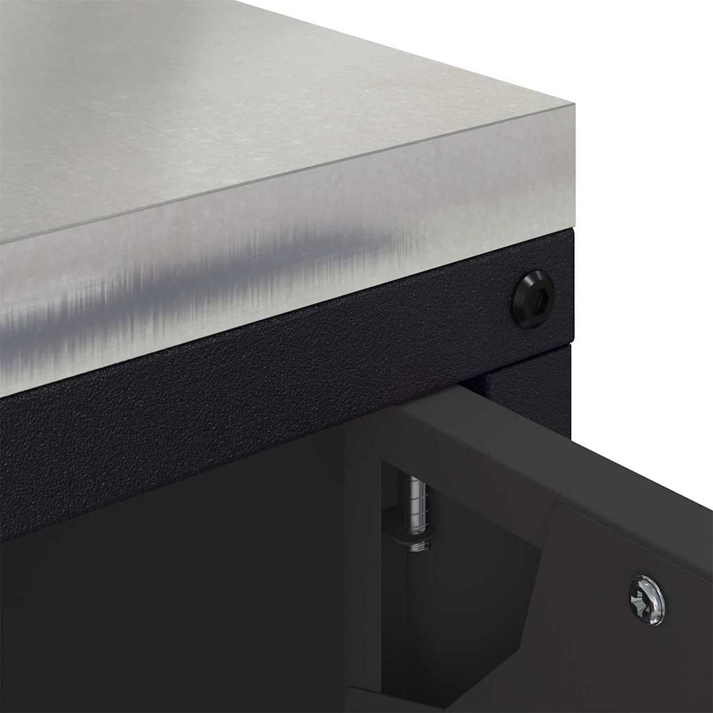 Meuble de rangement de cuisine avec étagère Noir Acier