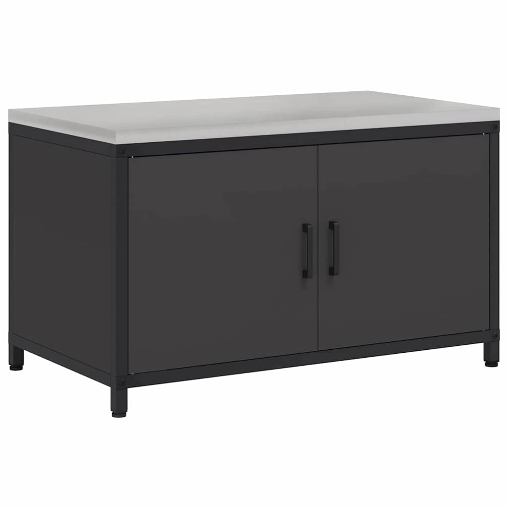 Meuble de rangement de cuisine avec étagère Noir Acier