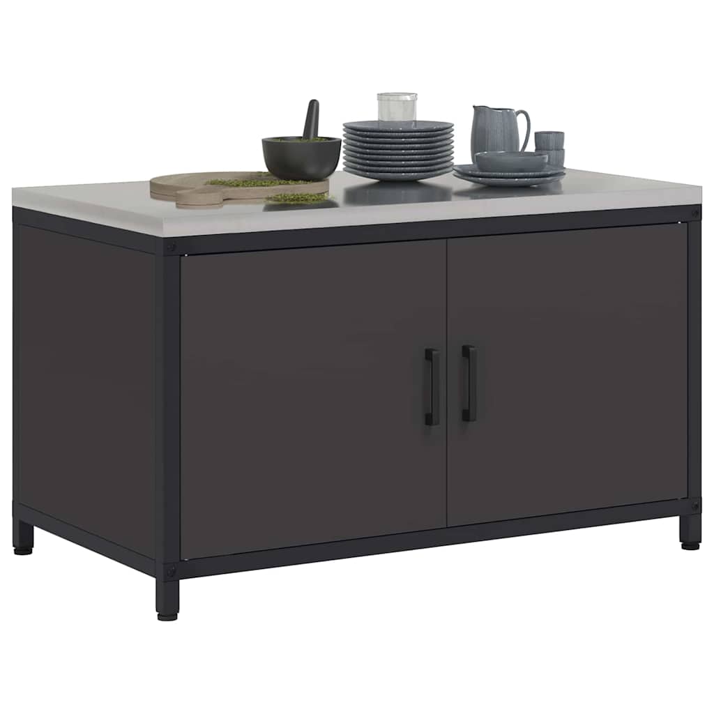 Meuble de rangement de cuisine avec étagère Noir Acier