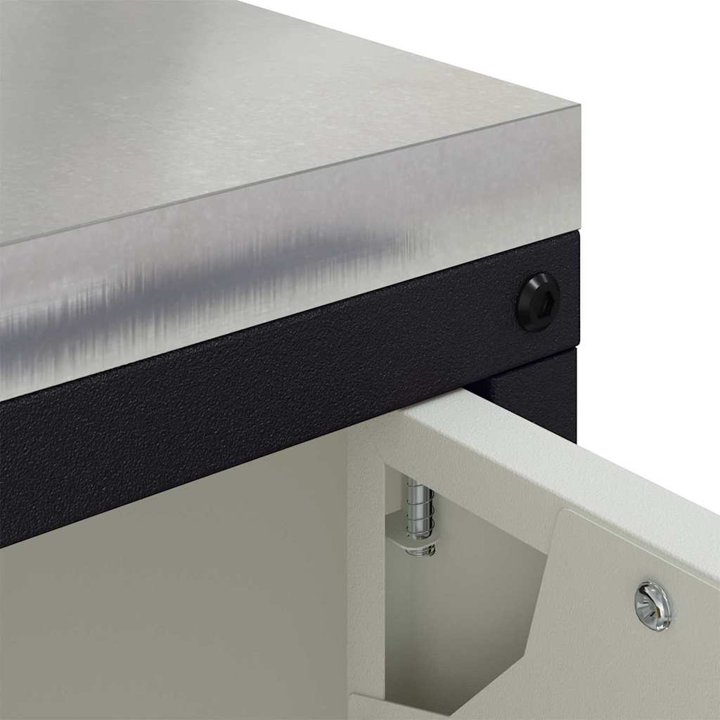 Meuble de rangement de cuisine avec tiroir Blanc Acier