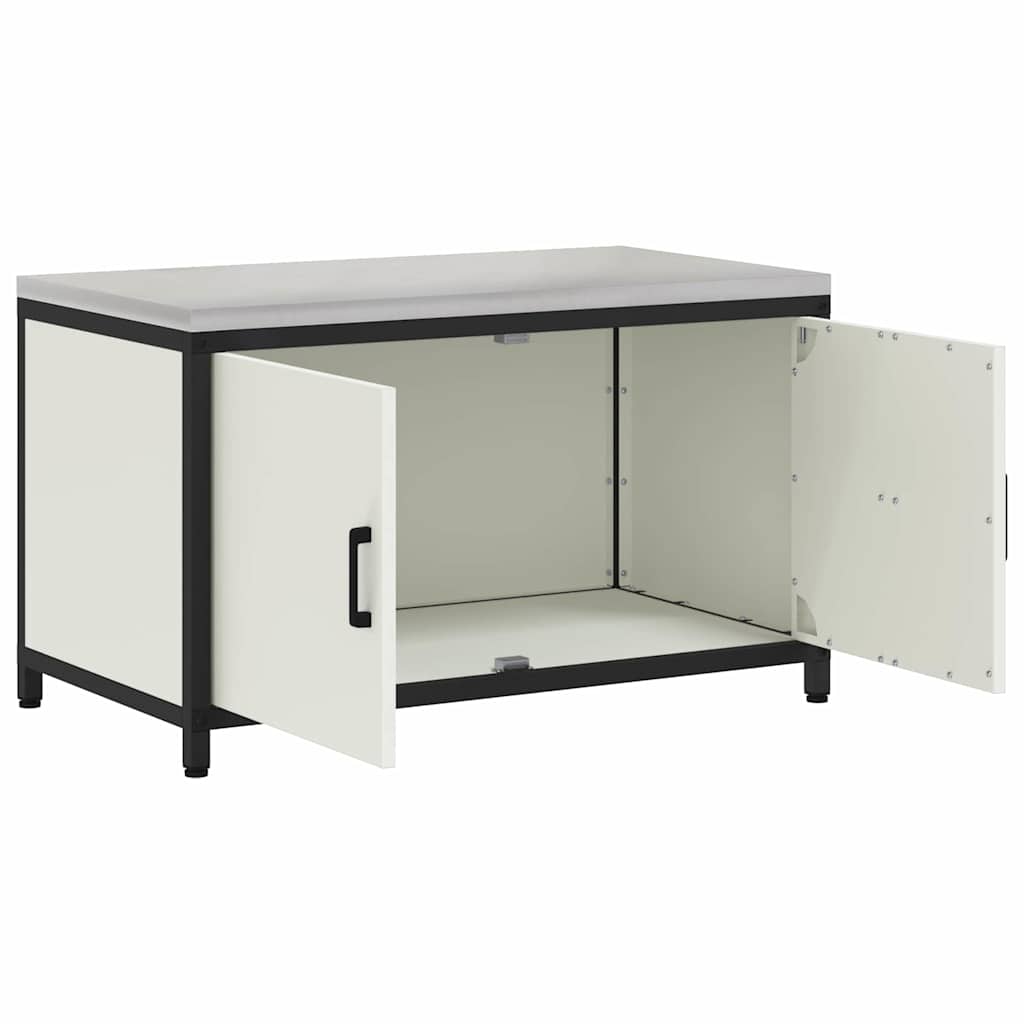 Meuble de rangement de cuisine avec tiroir Blanc Acier