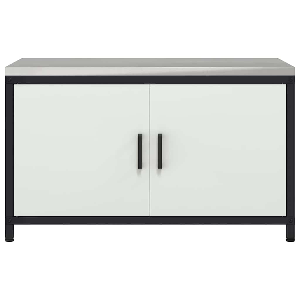 Meuble de rangement de cuisine avec tiroir Blanc Acier