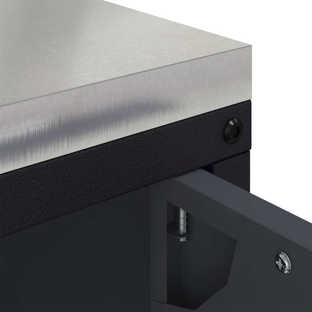 Meuble de rangement de cuisine avec étagère Anthracite Acier