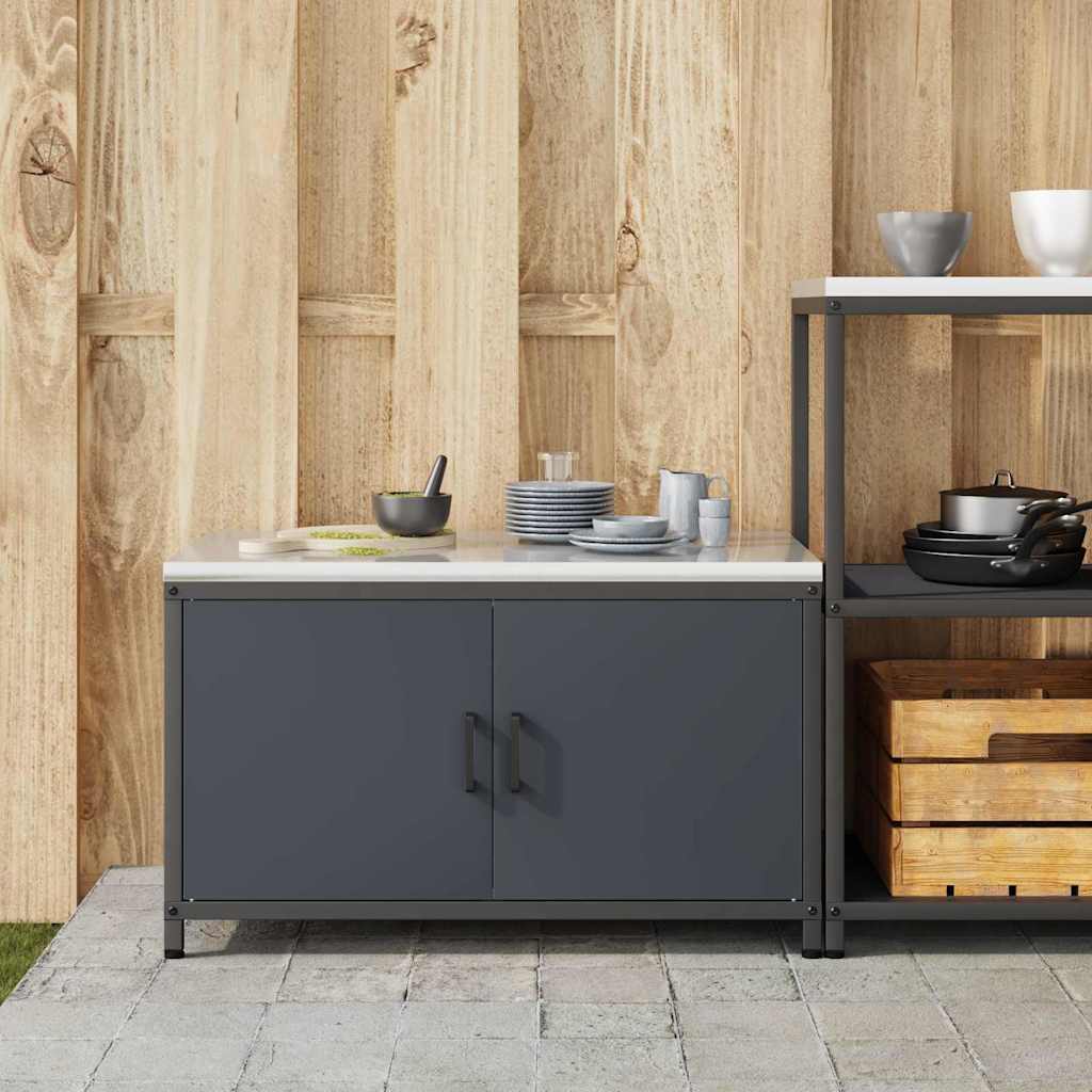 Meuble de rangement de cuisine avec étagère Anthracite Acier
