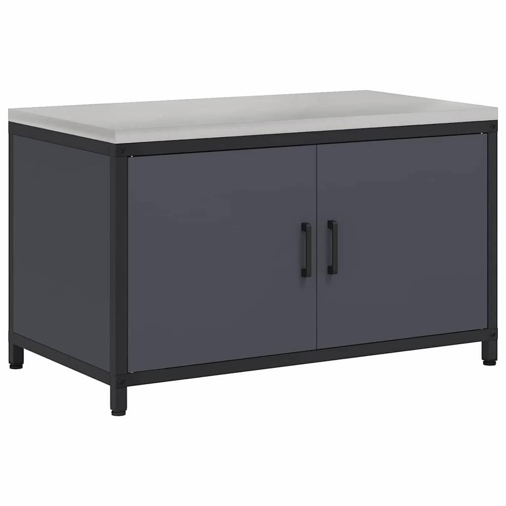 Meuble de rangement de cuisine avec étagère Anthracite Acier