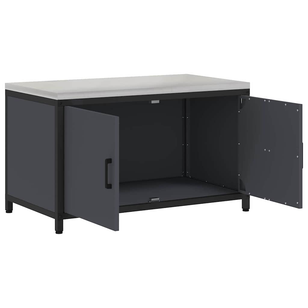 Meuble de rangement de cuisine avec étagère Anthracite Acier