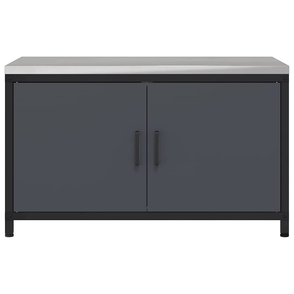Meuble de rangement de cuisine avec étagère Anthracite Acier