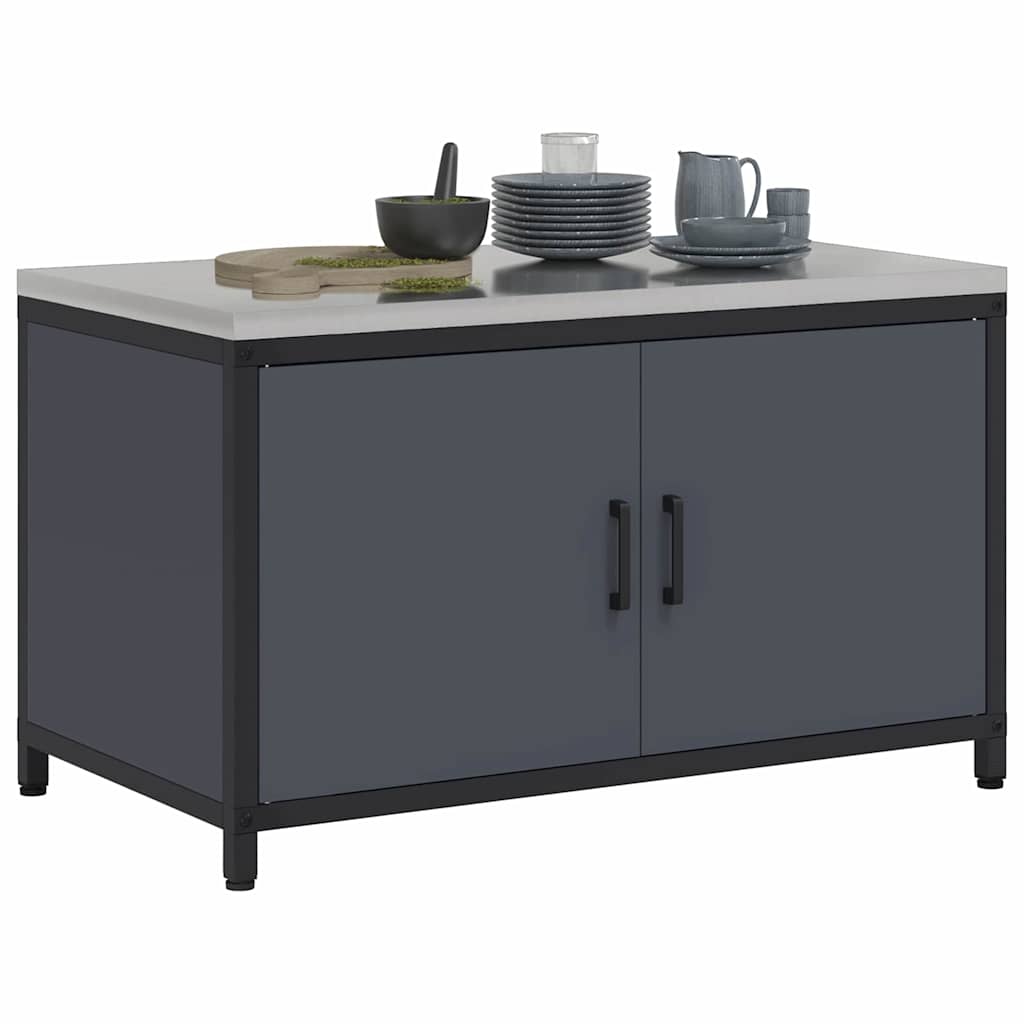 Meuble de rangement de cuisine avec étagère Anthracite Acier