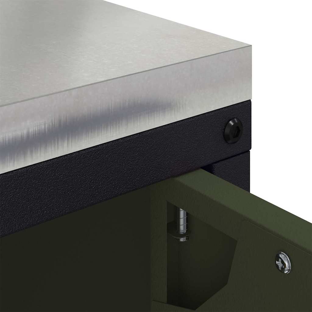 Meuble de rangement de cuisine avec étagère Vert olive Acier