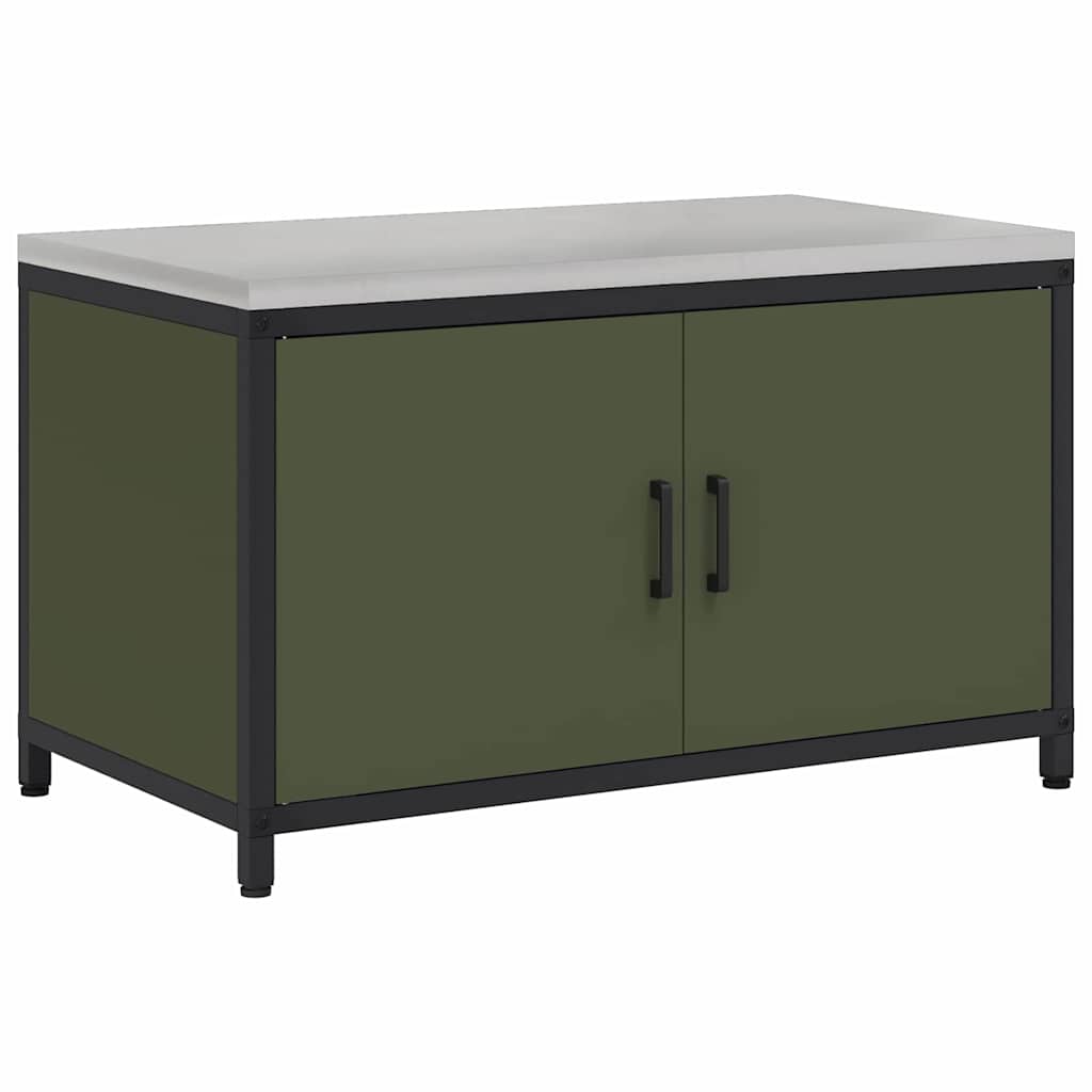 Meuble de rangement de cuisine avec étagère Vert olive Acier
