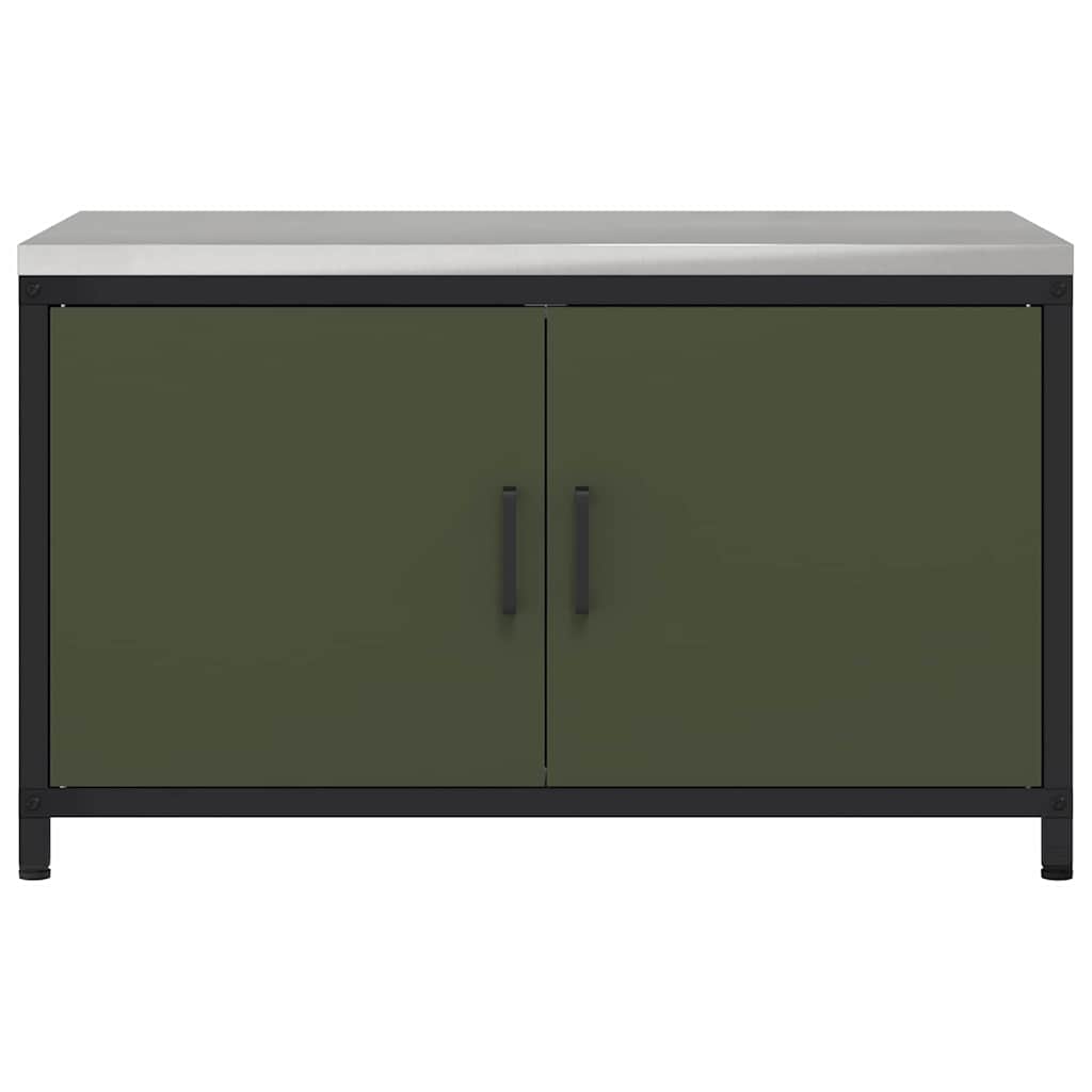 Meuble de rangement de cuisine avec étagère Vert olive Acier