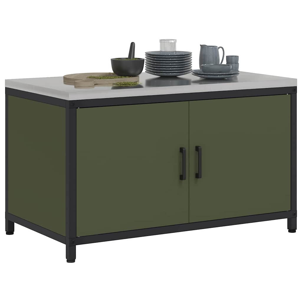 Meuble de rangement de cuisine avec étagère Vert olive Acier
