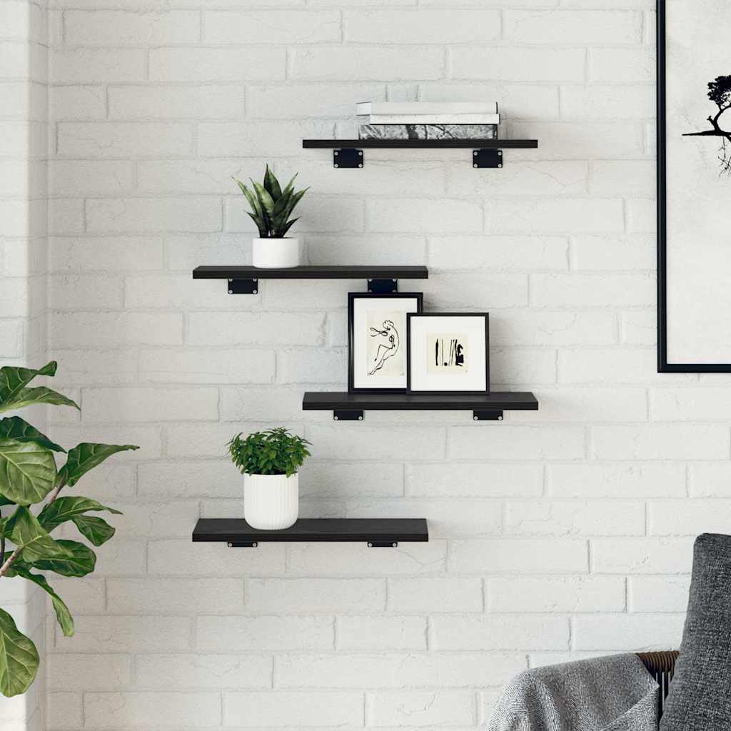Étagère à livres 4 pcs Noir 40 x 20 x 1.5 cm Bois d'ingénierie